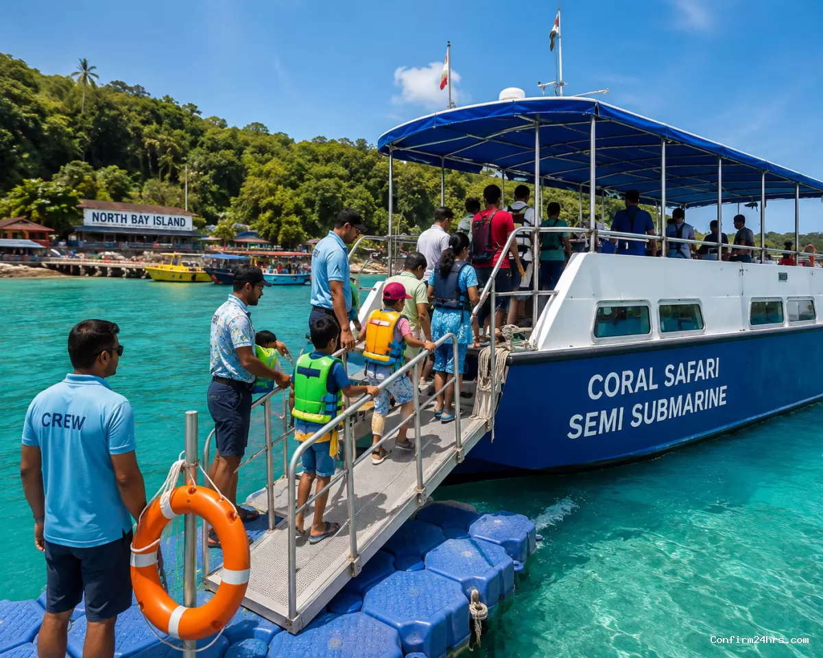 Safe Semi Submarine ride in Andaman with family-friendly boat activity