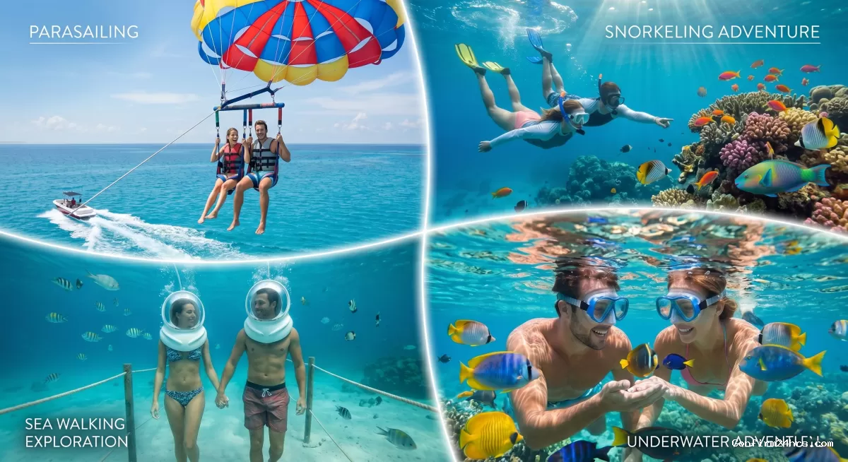 Text: Elephant Beach Havelock Island water sports for honeymoon couples