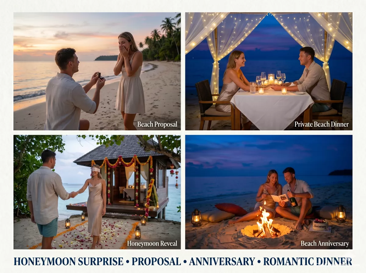 Romantic candlelight dinner in Andaman for honeymoon couples