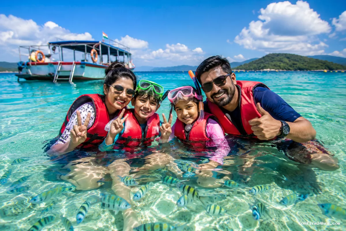 Sea walking at North Bay Island Andaman with helmet gear