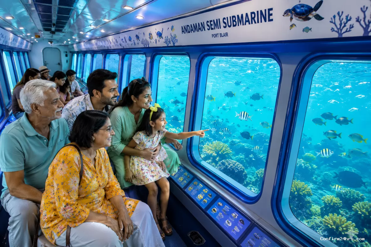 Semi submarine ride in Andaman for families with underwater viewing windows