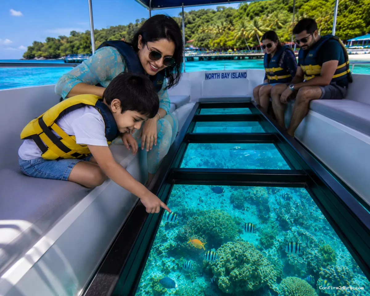 Glass bottom boat ride for kids in Andaman